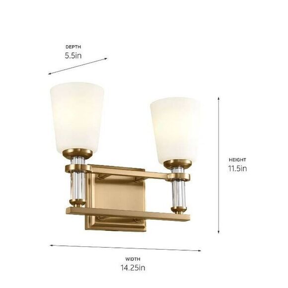 Kichler Lighting 55146BNB Rosalind 2 Light Vanity Light Bath Bracket Brass - Picture 5 of 8